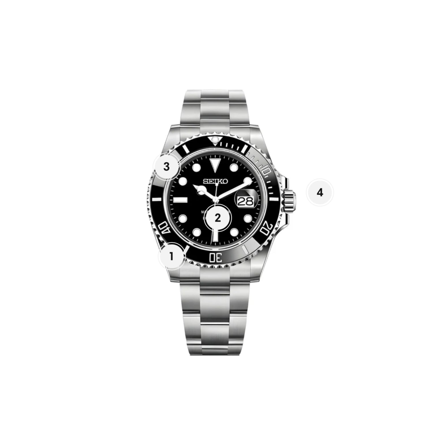 Eine schwarze SeikoMod Submariner handgefertigt in Deutschland