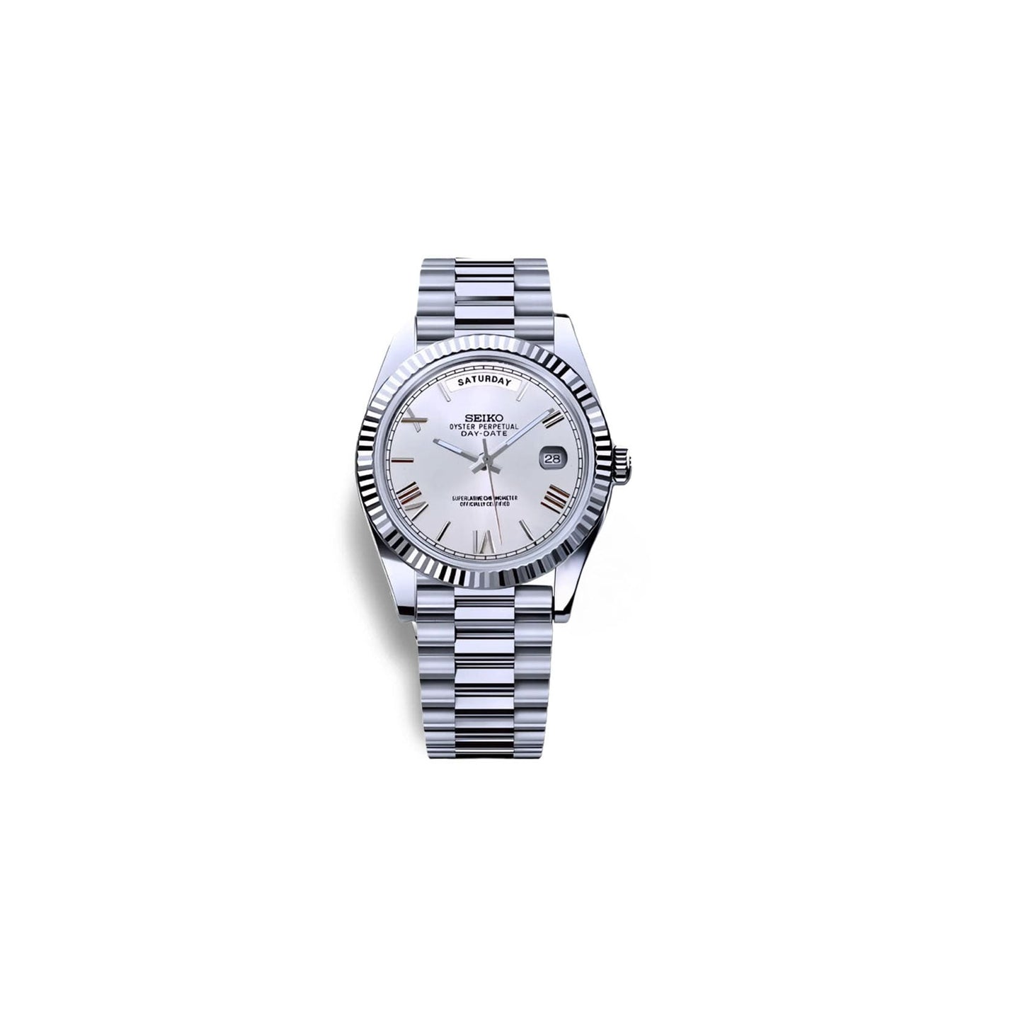 SeikoMod Day-Date Silber | Edelweiß SEIKO/ Vistora Uhrenmanufaktur