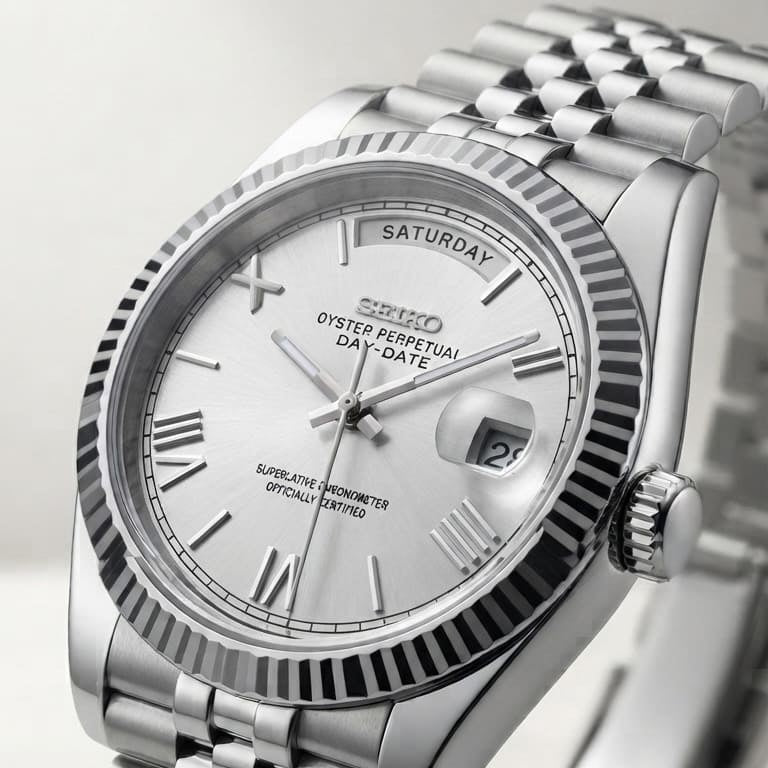 SeikoMod Day-Date Silber