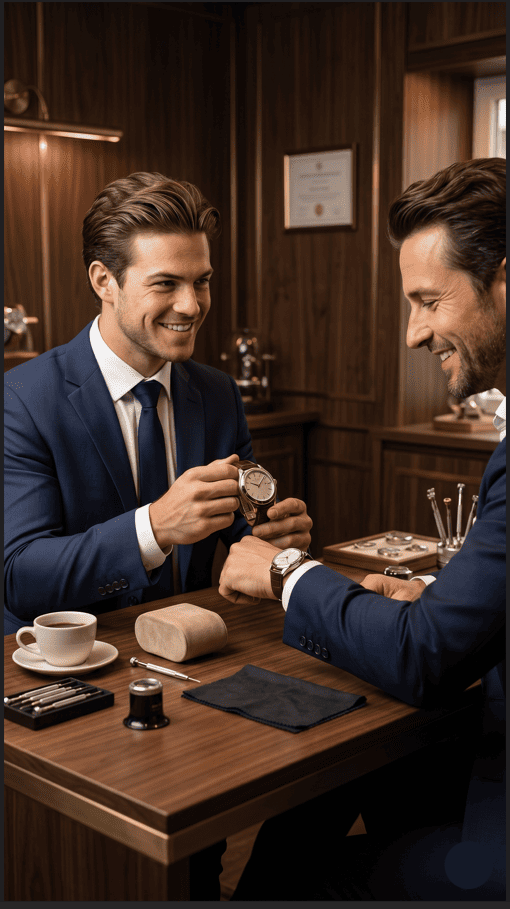 Holen Sie Ihre Seiko Mod persönlich in unserer Werkstatt ab. Bei Kaffee und individueller Beratung passen wir Ihre SeikoMod kostenfrei direkt an Ihr Handgelenk an.
