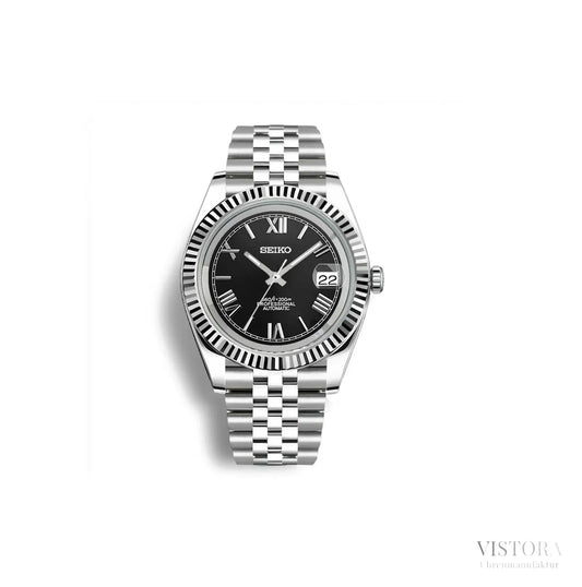 Seiko Datejust Mod – luxuriöse Automatikuhr inspiriert von ikonischem Design. Hochwertige Seiko-Mods mit Edelstahlgehäuse, Saphirglas und zuverlässigem Automatikwerk. Perfekt für Uhrenliebhaber, die Eleganz und Präzision schätzen. Handgefertigte Seiko Mods mit individuellem Zifferblatt und Jubilee-Armband – exklusiv bei Vistora.