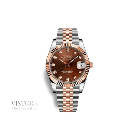SeikoMod Datejust Damen – Pink | Bicolor Roségold SEIKO/ Vistora Uhrenmanufaktur