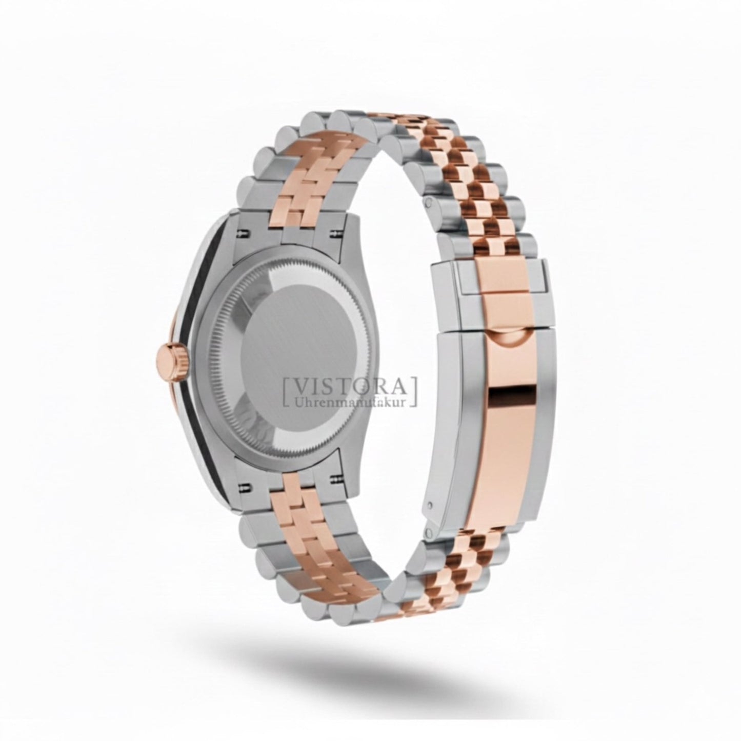 Die SeikoMod Datejust in Bicolor Rosé für Damen in der Rückansicht