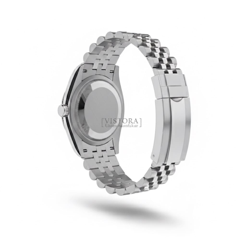 SeikoMod Datejust Rückseite aus massivem 316L Edelstahl mit Jubilee Armband und Faltschließe