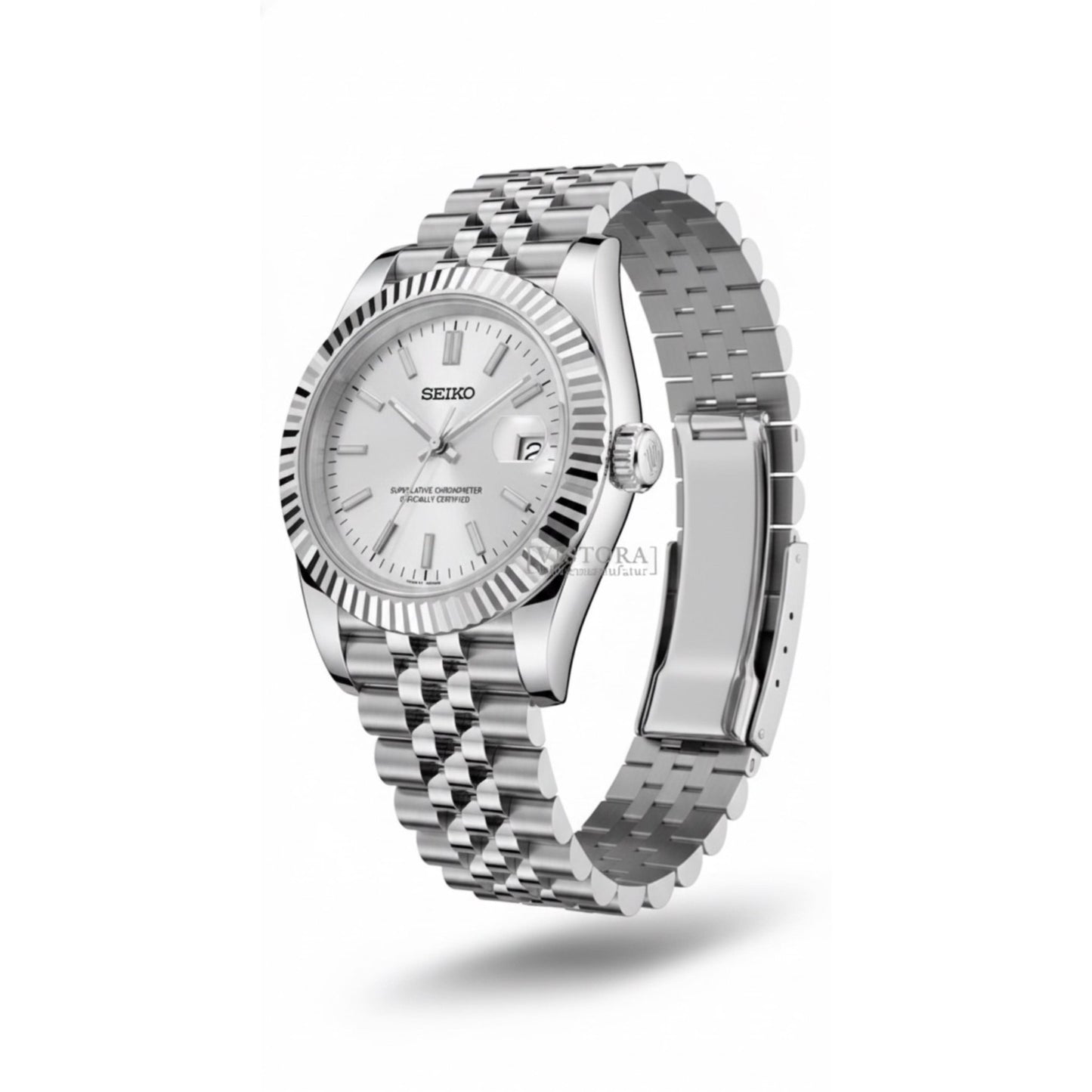 SeikoMod Datejust - Silber Strichindizes