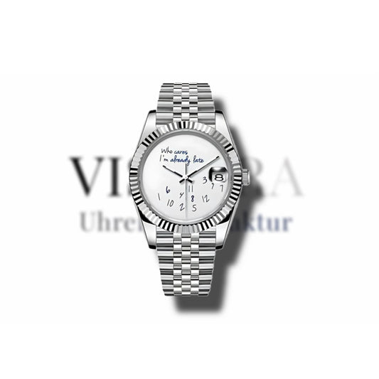 SeikoMod Datejust mit geriffelter Lünette und Jubilee-Armband, Frontalansicht