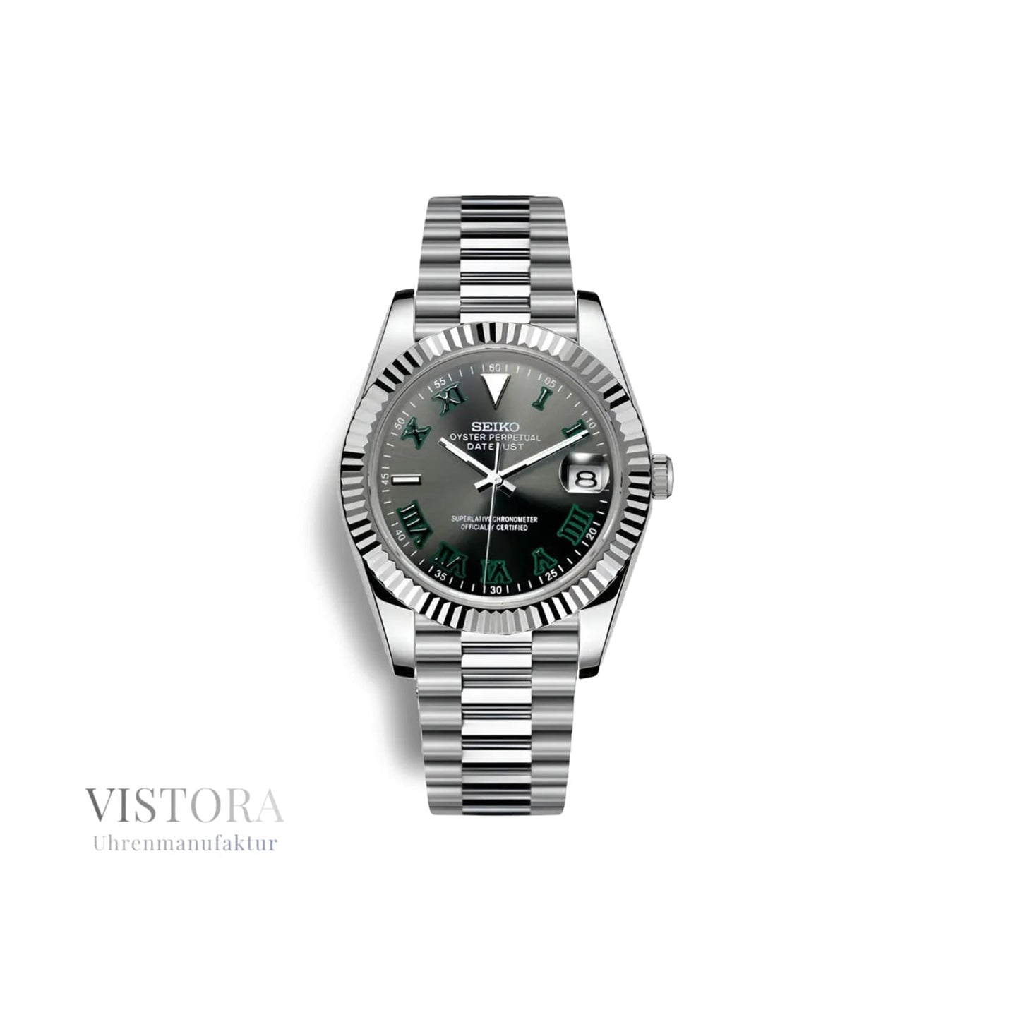 SeikoMod Datejust Wimbledon mit President Armband bei Vistora Uhrenmanufaktur