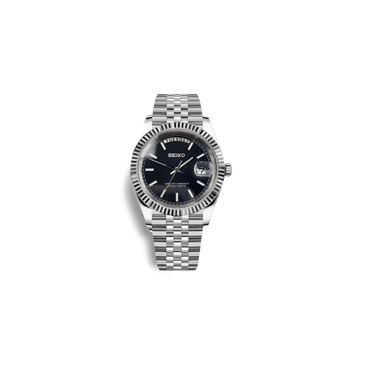 SeikoMod Day-Date Schwarz | Strichindizes SEIKO/ Vistora Uhrenmanufaktur