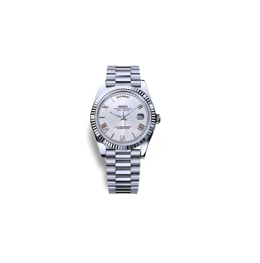 SeikoMod Day-Date Silber | Edelweiß SEIKO/ Vistora Uhrenmanufaktur