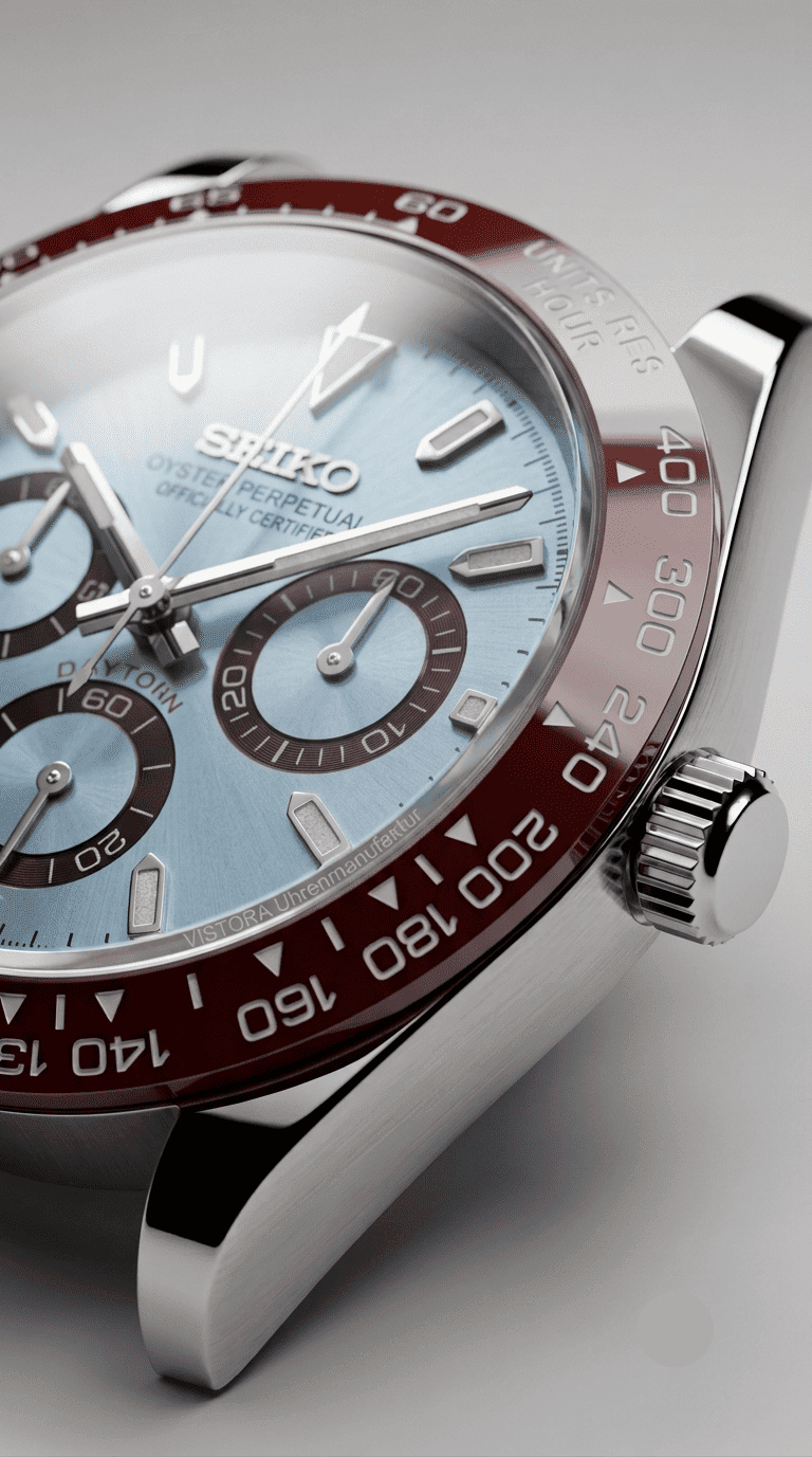 Chronographen-Zifferblatt der SeikoMod Daytona Blue mit blauen Hilfszifferblättern