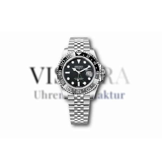 SeikoMod GMT Bruce Wayne 40mm mit Jubilee-Armband, Frontalansicht